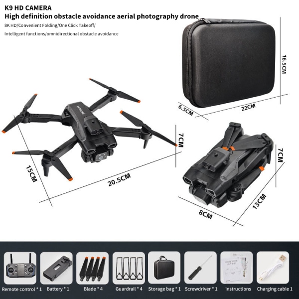 K9 Drone Professional Ilmakuvaus 8K Dual Camera HDR lig 2 camera 2 battery