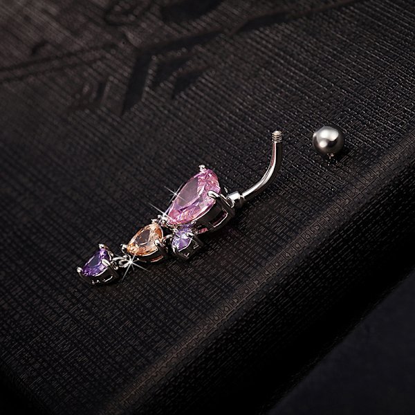 Söt kristall hjärtformad zirkonbåge Belly Button Ring Mode Purple