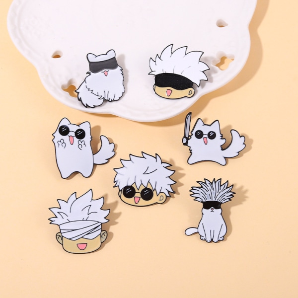 Tecknad Anime Figure e Eye Mask Cats Emalj Pin Kawaii Brosch B A1