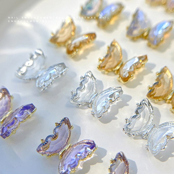 5 stk DIY Nail Art Decoration 3D Ice Crystal Butterfly Aurora Me E 5Pcs