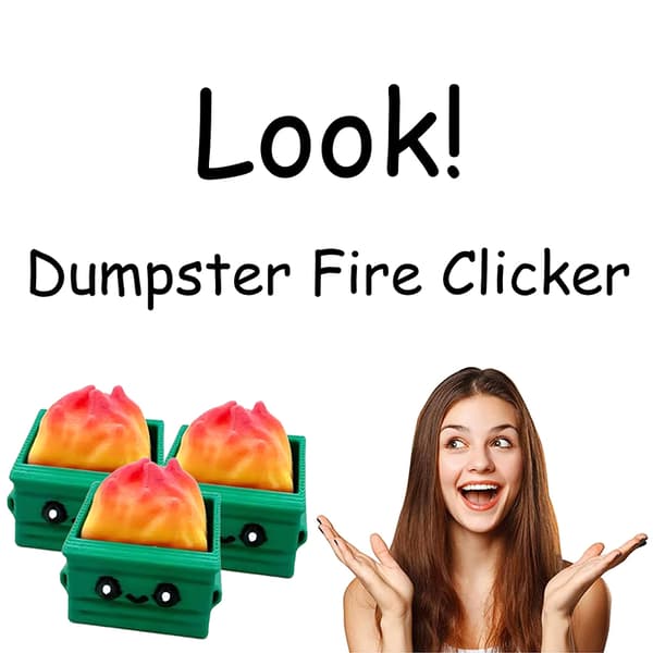 Dumpster Fire Clickie Fidget Emotionellt Stöd Kontorsbordsdeko A1