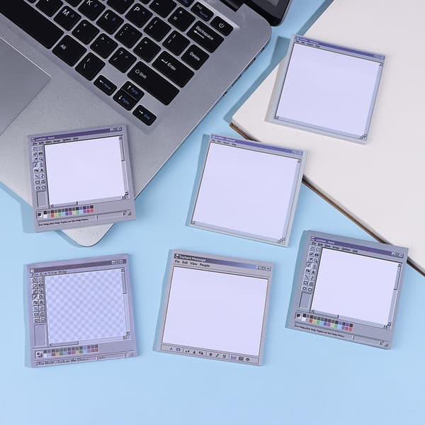 50 ark vintage computer tegning sticky notes - ideel til kunst A1