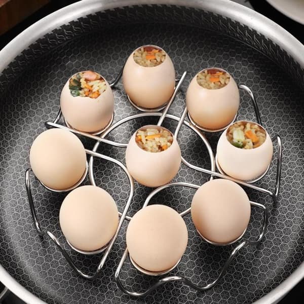 Sirkulære bølger Eggdamperstativ Multifunksjonelt i rustfritt stål A3