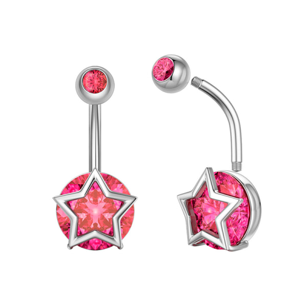 Kirurgisk stål Crystal Belly Button Rings Zircon Heart Navel Pi C