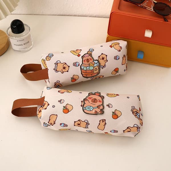 e Tecknad Capybara Pennfodral Kawaii Handväska Multifunktionell M A4