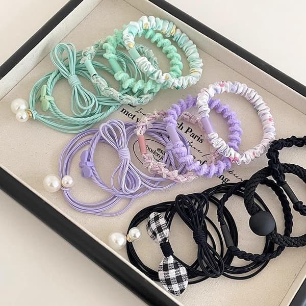 6 stk/sæt n Høj elastisk hårelastik Scrunchies Hestehaleholder H A2