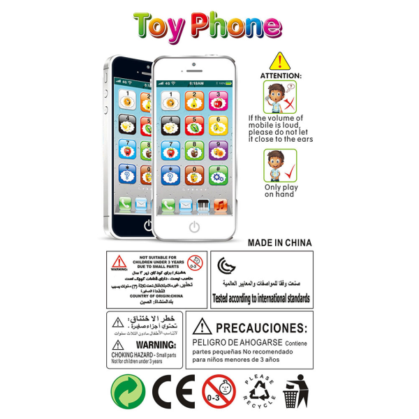 Baby Smart Touch mobiltelefonleksaker med LED pedagogisk leksak White