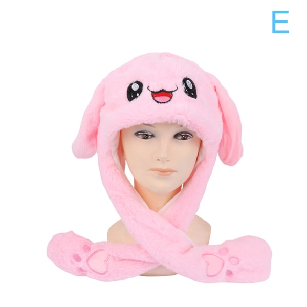 Kvinners Movable Bunny Ears Hats With Lights Girls Winter Plysj E