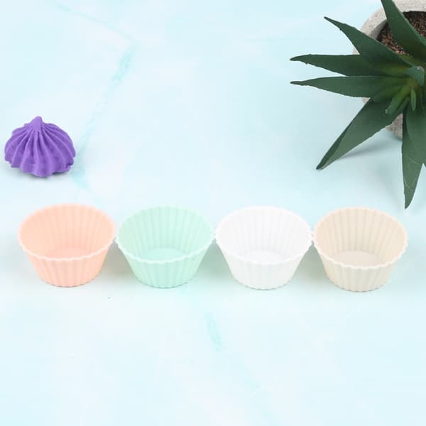 10 stk Silikonkakeform Rundformet Muffinskopp Minikakekopp Green 3.5*2.3*1.6cm