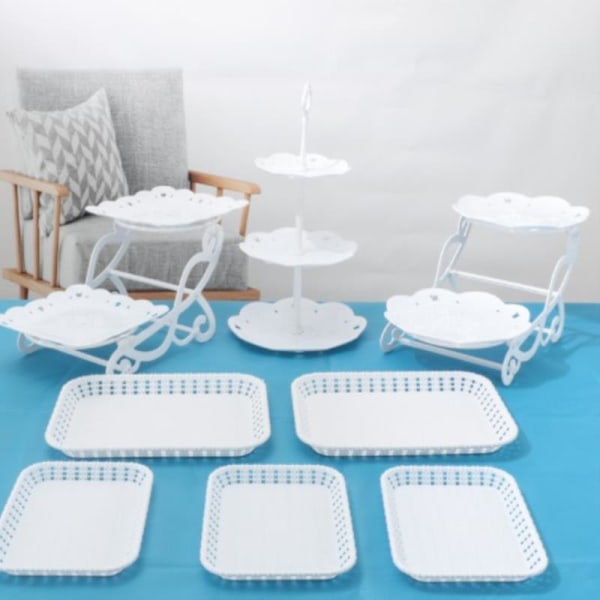 1/2stk Kage Stativ Retter Cupcake Snacks Taller Tre-lags Crea E