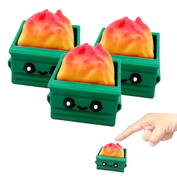 Dumpster Fire Clickie Fidget Emotionellt Stöd Kontorsbordsdeko A1