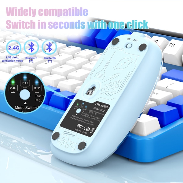 M233Transparent Magnetic Mouse Trippelläge 2.4G Bluetooth Compa Orange A9