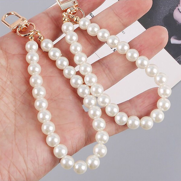 Pearls Beaded Nyckelringar för kvinnor Bilväska Bluetooth Headset Key Silver