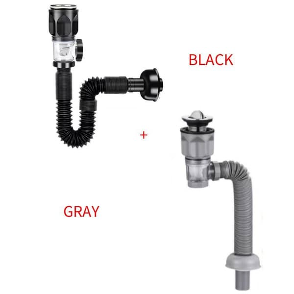 Fleksibelt afløbsrør til køkken, badeværelse, håndvask, toilet black 2pcs