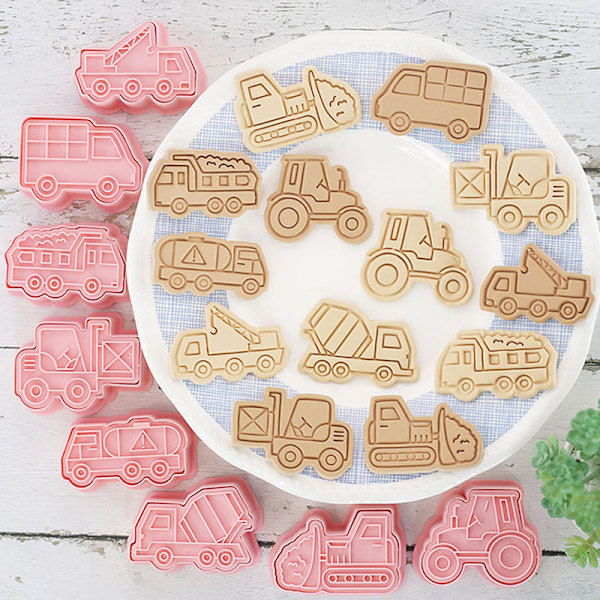 8 Stk/Set Køretøj Bil Cookie Forme 3D tegneserie Cookie Form Biscu A