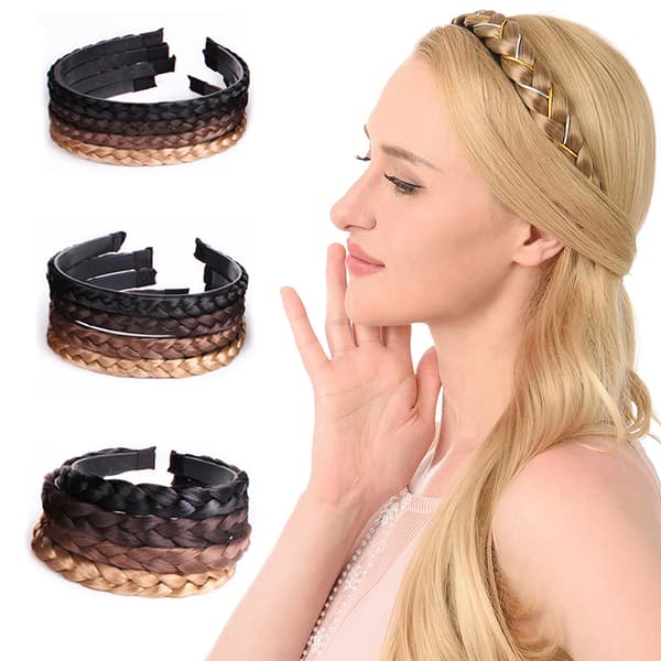 Fishbone Braid Lazy Wig Twist Braid Pannebånd Bohemia Dame Hår Dark brown 1.8cm