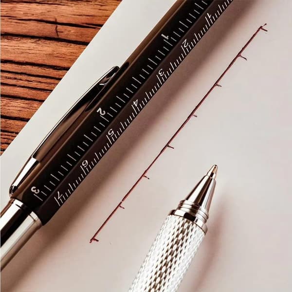6 i 1 Multifunktionel Metal Kuglepen Med Stylus Lineal Le A5