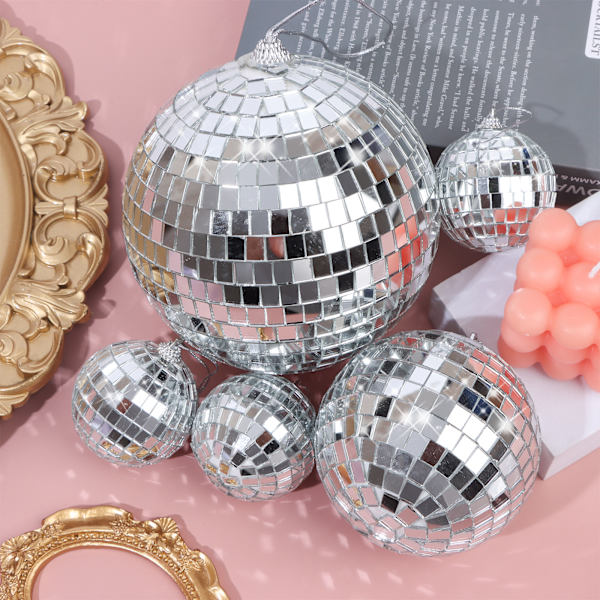 8 stk speil discokuler sølv hengende disco lys speil B Blue