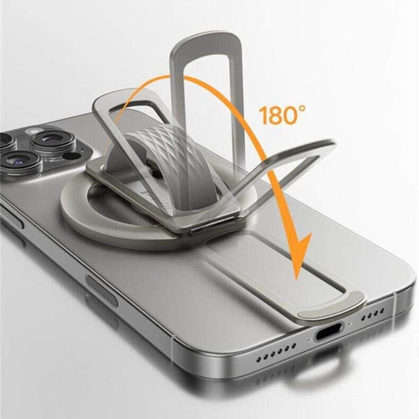360 roterande magnetisk telefonringhållare i zinklegering flytande silikon Gray