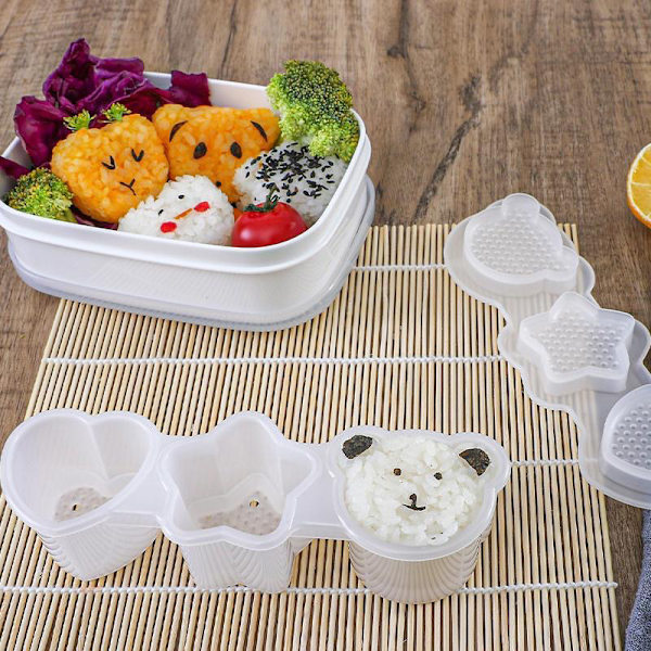 1 st tecknad form risboll set sushi form bento stämpel kitche