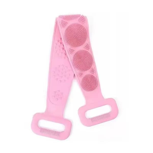 Silikone kropssvamp, forlængede ryg børster, brusebælte skrubber Pink