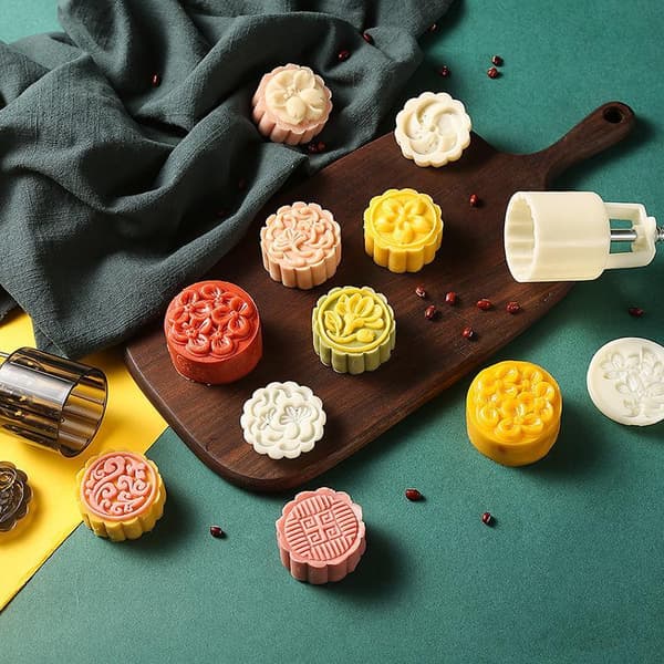 1 set DIY Mooncake-form i plast, handpressad bakverksform för mungbönor A10