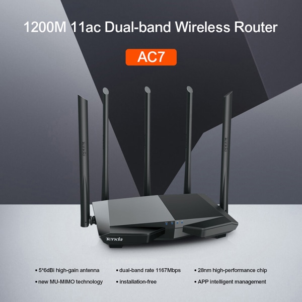 Tenda AC1200 Dual-Band 2.4G & 5G Langaton Router Wifi Repeater Black