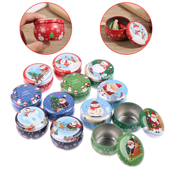 2.2OZ Christmas mini tin box Sealed jar packing boxes jewelry c