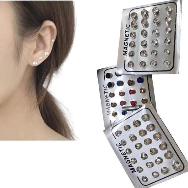 Magnetiske Ørestikker 4/5/6MM Runde Krystal Uden Piercing 4MM Silver