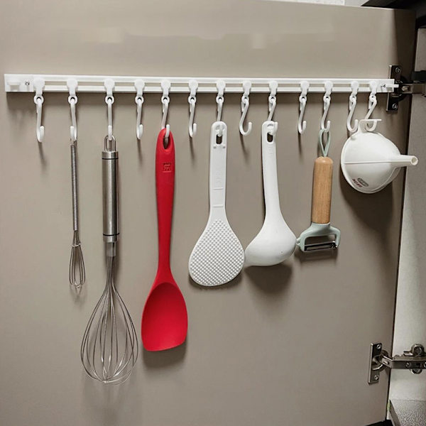 Plastspår rad krokar icke-stansande väggmonterad lång rad krok 30CM