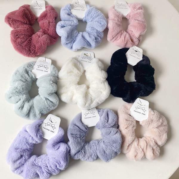 Vintervarm flerfärgad hårslinga för kvinnor flickor e Plush Elasti A2