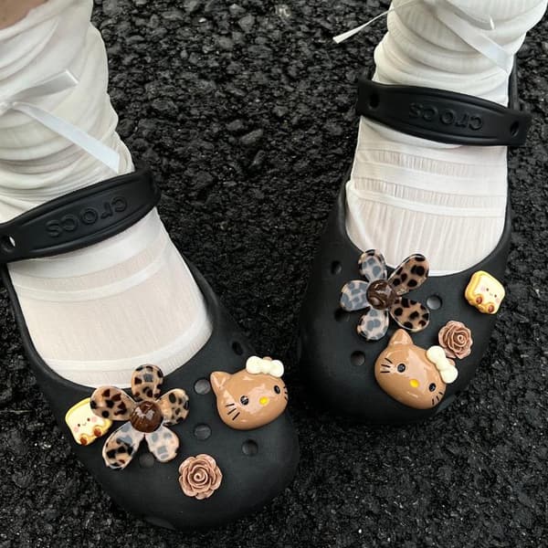 e Brown Hello Kitty Skosmykker Leopard Blomst Rose Toast Design 285