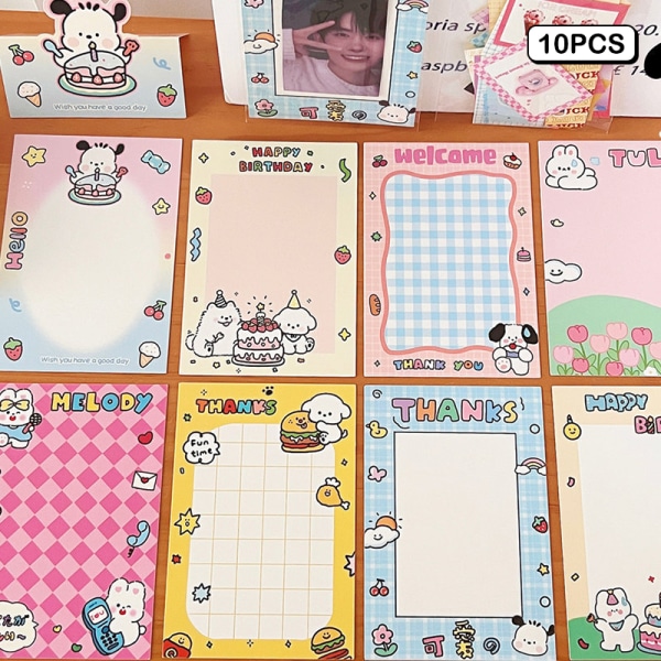 10 STK Dog Kawaii Card Memo Pad Emballage Kortsæt Materiale Papir 2