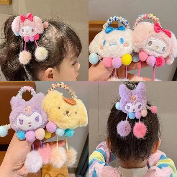 Barn e Plysch elastiska hårband Tecknade hårband Scrunchie A1