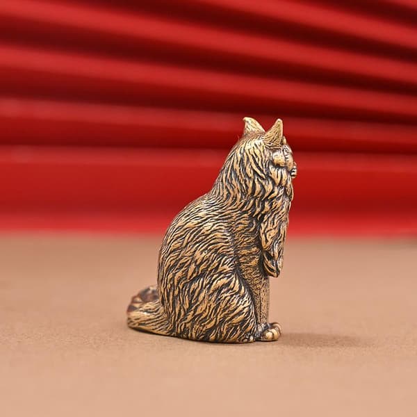 Maine Coon Miniatyrfigurer Messing Dyrekatt Liten Statue D