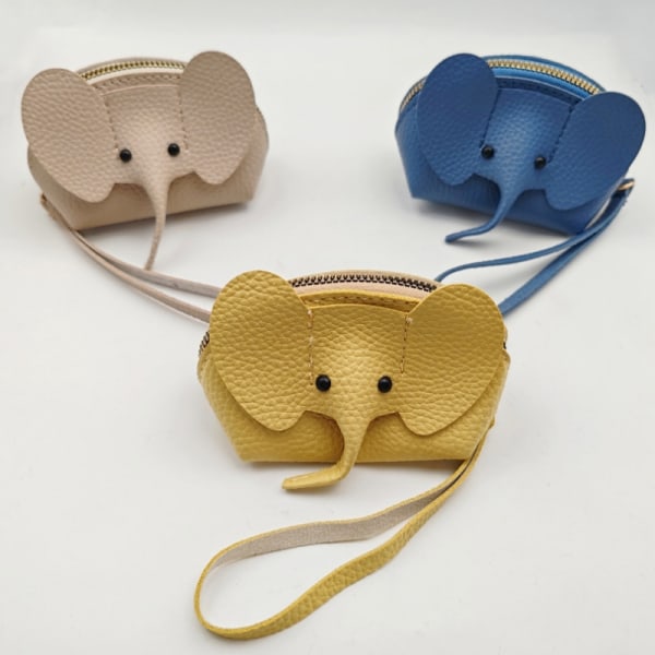 PU Leather Elephant Money Bag Kvinner Mynt Veske Nøkkelring Oppbevaring Blue