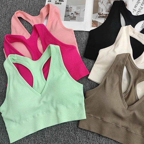 Dame Sports BH Top Push Up Fitness Yoga BH Undertøj Sport T Rose red