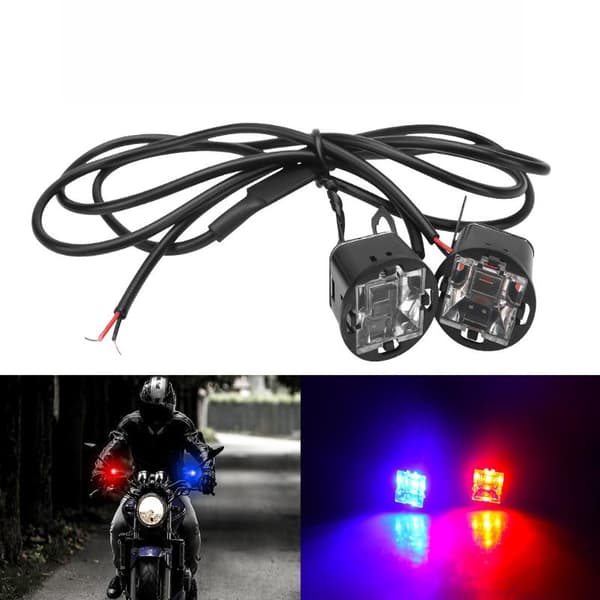 2 stk. motorcykelspejllys LED-spotlight advarselsblinklys