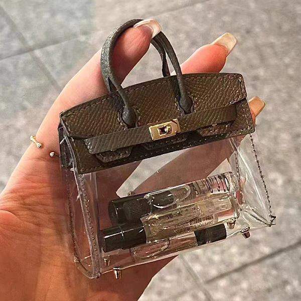 Mote Kvinner Mini Kosmetisk Veske Bilnøkkelpakke Anheng Gjennomsiktig Gray