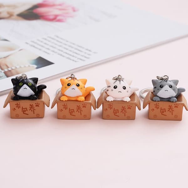 Creative e Little Cat Box avaimenperä naisille Miesten avaimenperälaukku C Black