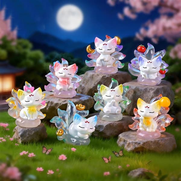 e Nine Tailed Fox Blind Box Figurer Transparent Design För De A5