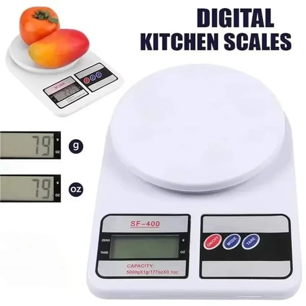 Digital køkkenvægt 10 kg multifunktionsbalance LCD-display White