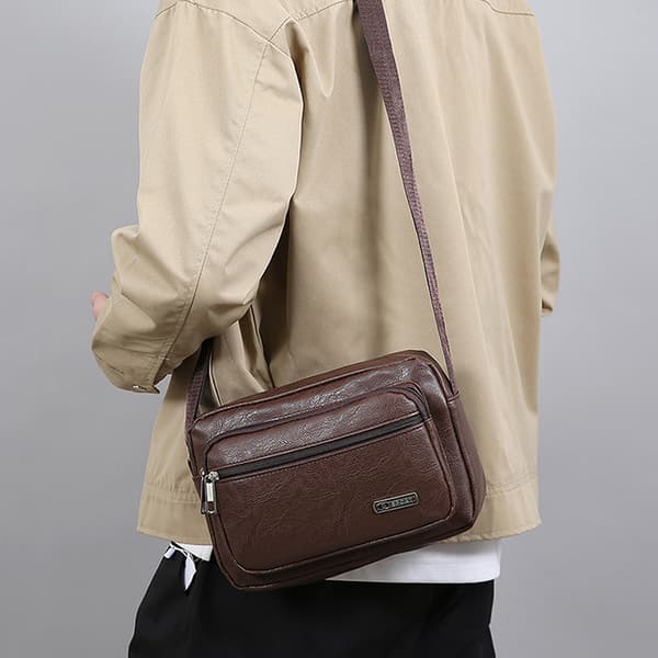 Herr Messenger Bag Mode Business Läder Väskor Herr Äkta L 6