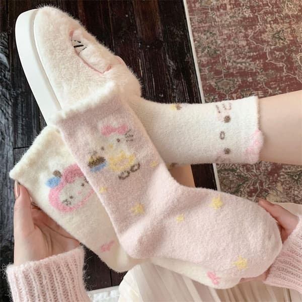 1/5 par Hello Kitty Strumpor Varmare Mellankalvsstrumpor Flicka Hem S A6