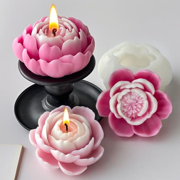 3D Peonblomster Silikonform For Stearinlys Leire Gips Og Såpe B