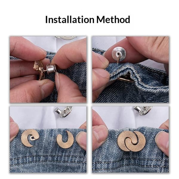 Justerbara jeans midjeknappar, sömlös design, fixerad midja, åtdragning A2