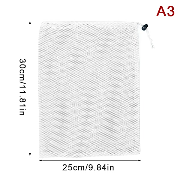 Svart Hvit Holdbar Mesh Snøring Bag Oppbevaringspose Multi Pur A3