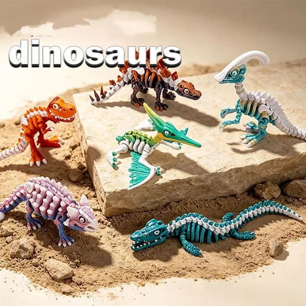 Realistisk T-Rex-figur 3D-printad rörlig skrivbordsdekoration A4