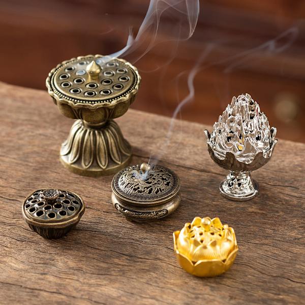 Buddhistiska redskap rökelsebrännare Lotus rökelsekar arkaisk C 2