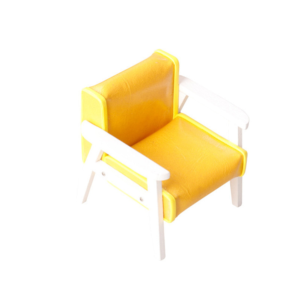 1:12 Dukkehus Mini Sofa Lædersofa Enkelt/Dobbeltstol Møbler Yellow S